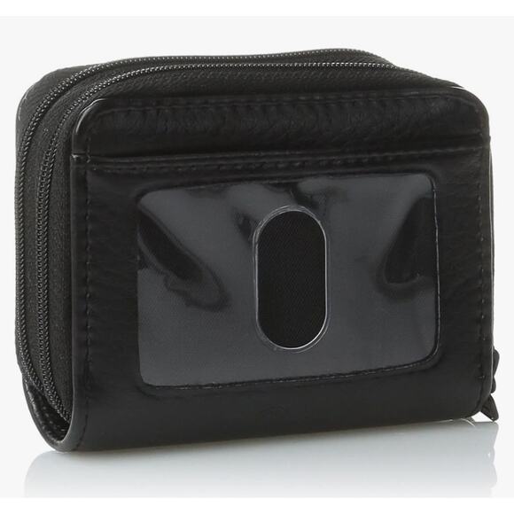 Buxton Genuine Pebbles Leather RFID Wizard Wallet 11 card slots - Black - Picture 1 of 9